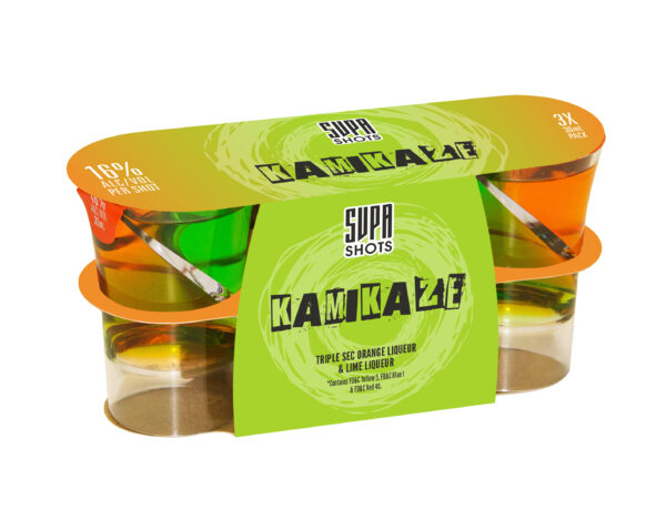 Kamikaze  Un shot surprinzător și echilibrat, cu Triple Sec Orange Liqueur și Lime Liqueur.
Dulce și acrișor, exact cum îi spune și numele – o adevărată aventură pentru papilele gustative. Kamikaze Un shot surprinzător și echilibrat, cu Triple Sec Orange Liqueur și Lime Liqueur. Dulce și acrișor, exact cum îi spune și numele – o adevărată aventură pentru papilele gustative.
